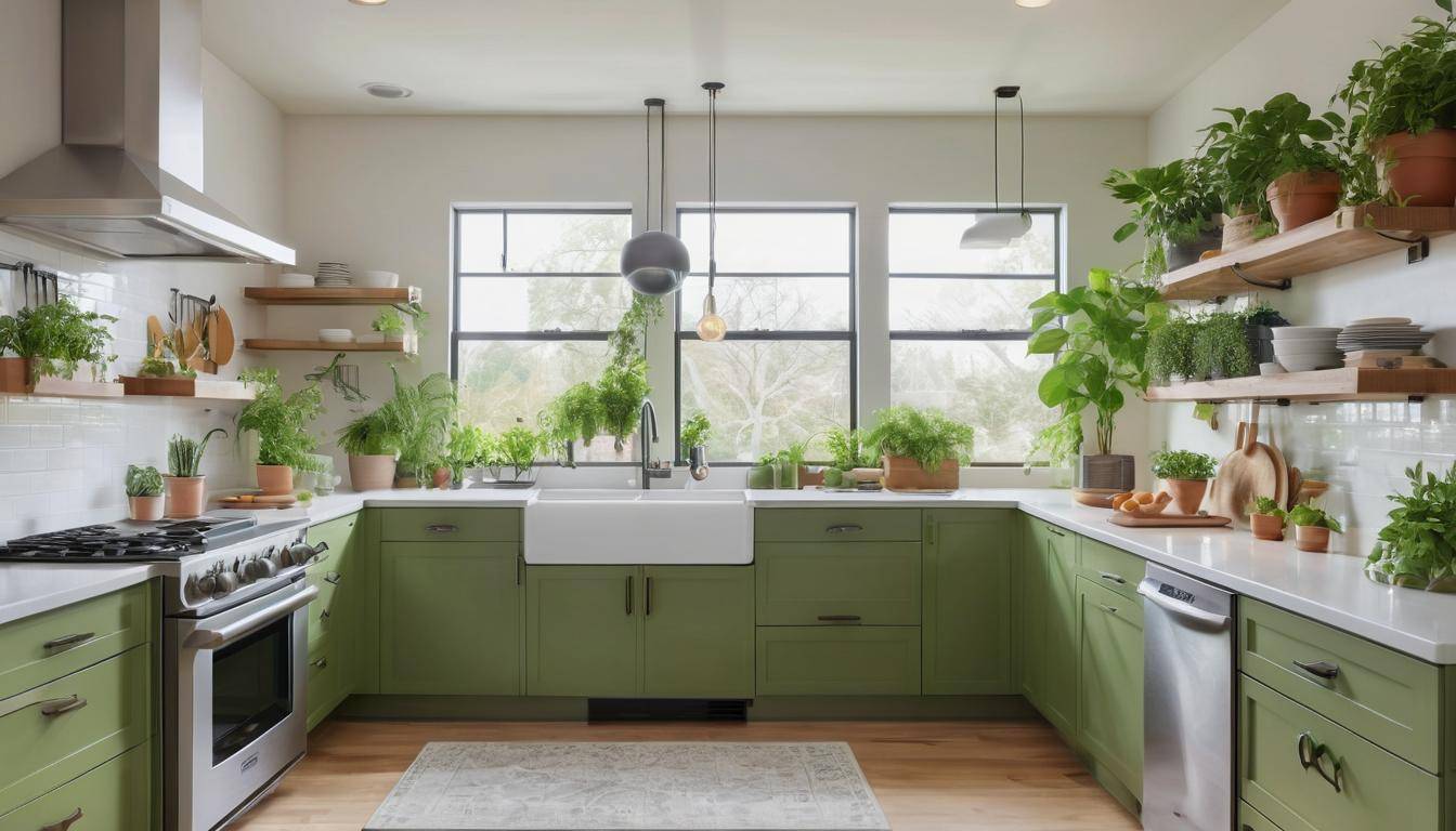 Energy efficient kitchen with plants